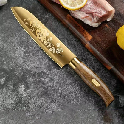 Rose Gold Titanium Chef's Knife Set - Premium Stainless Steel - Volaia