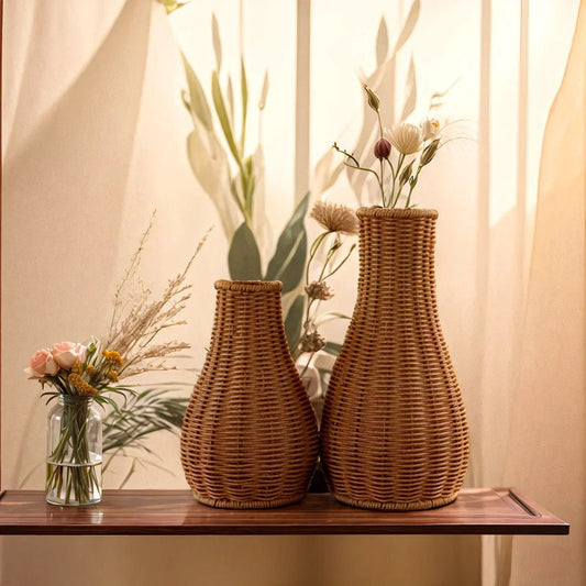 Rustic Hand - Woven Rattan - Style Decorative Vase - Volaia