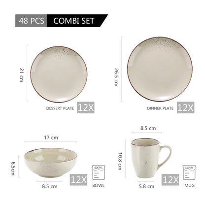Vancasso Beige Stoneware Set – Plates, Bowls & Mugs - Volaia