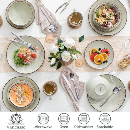 Vancasso Beige Stoneware Set – Plates, Bowls & Mugs - Volaia