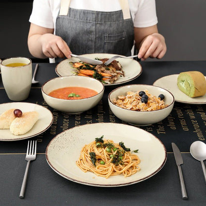Vancasso Beige Stoneware Set – Plates, Bowls & Mugs - Volaia